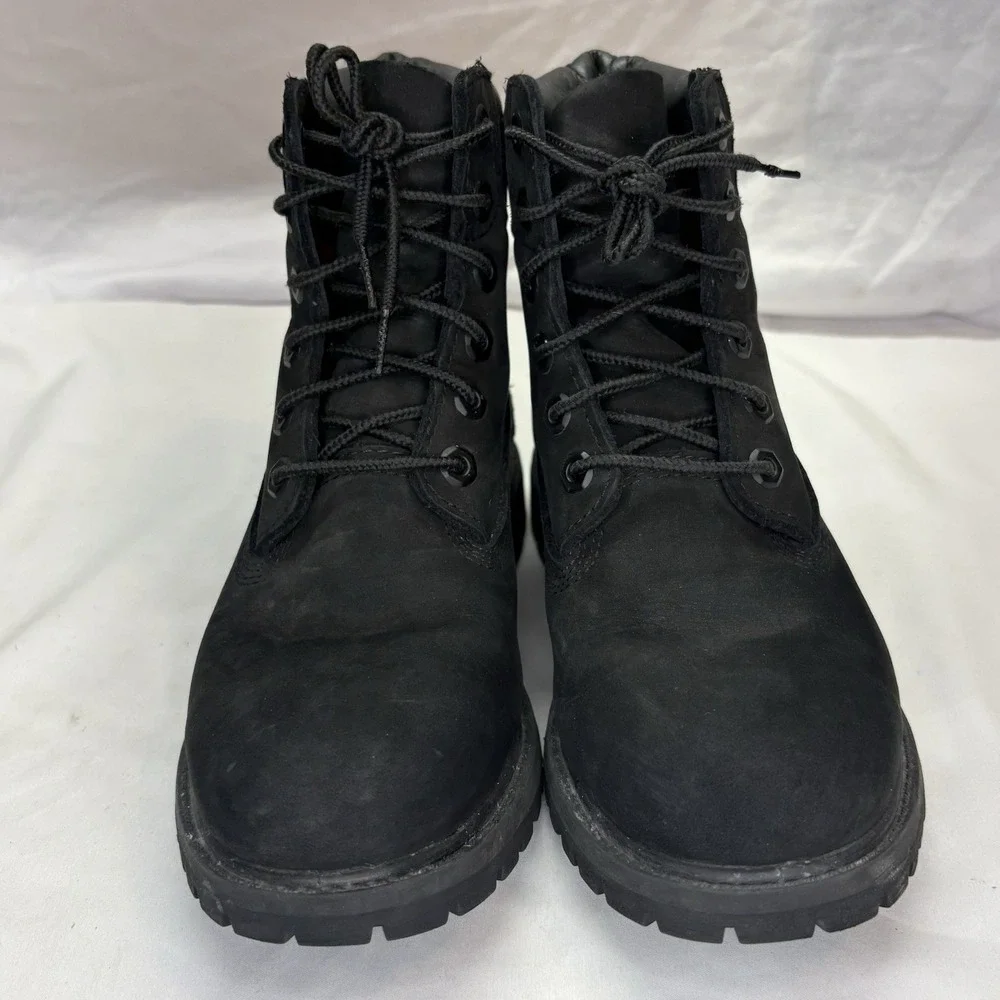Timberland Premium 6 inch Womens Boots Size 7 M Black Nubuck Waterproof